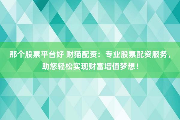 那个股票平台好 财猫配资：专业股票配资服务，助您轻松实现财富增值梦想！