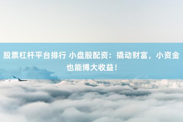 股票杠杆平台排行 小盘股配资：撬动财富，小资金也能博大收益！