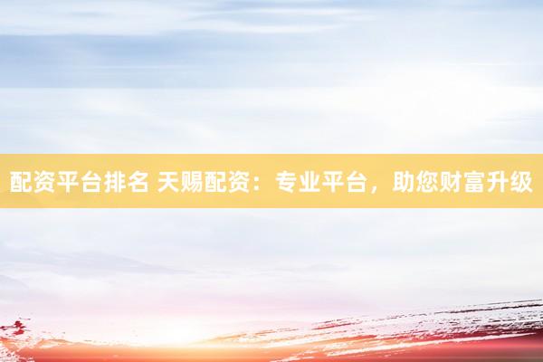 配资平台排名 天赐配资：专业平台，助您财富升级