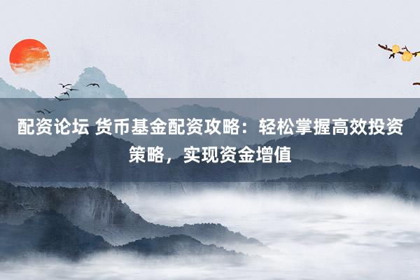 配资论坛 货币基金配资攻略：轻松掌握高效投资策略，实现资金增值
