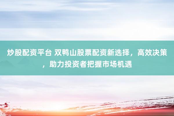 炒股配资平台 双鸭山股票配资新选择，高效决策，助力投资者把握市场机遇