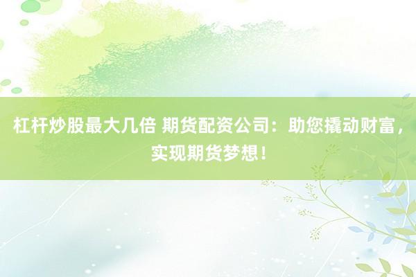 杠杆炒股最大几倍 期货配资公司：助您撬动财富，实现期货梦想！