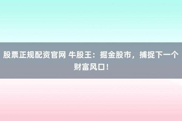 股票正规配资官网 牛股王：掘金股市，捕捉下一个财富风口！