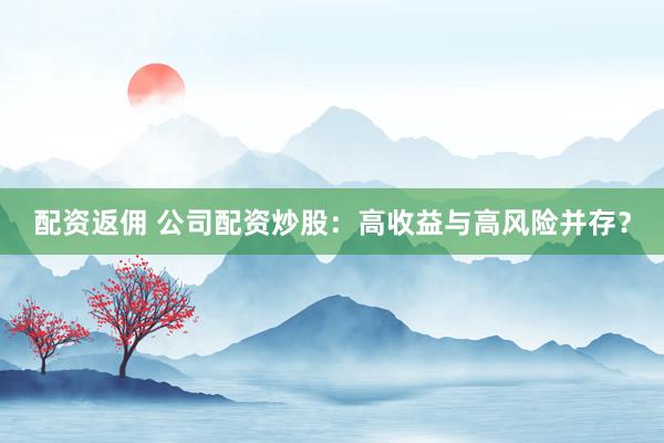 配资返佣 公司配资炒股：高收益与高风险并存？