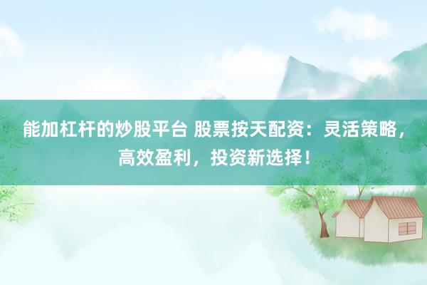 能加杠杆的炒股平台 股票按天配资：灵活策略，高效盈利，投资新选择！