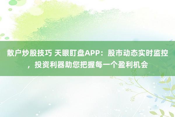 散户炒股技巧 天眼盯盘APP：股市动态实时监控，投资利器助您把握每一个盈利机会