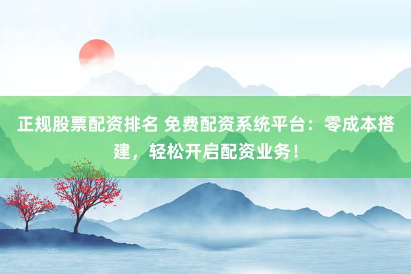 正规股票配资排名 免费配资系统平台：零成本搭建，轻松开启配资业务！