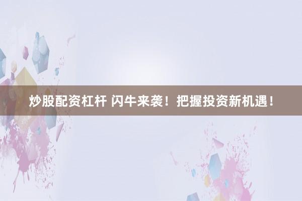 炒股配资杠杆 闪牛来袭!把握投资新机遇!