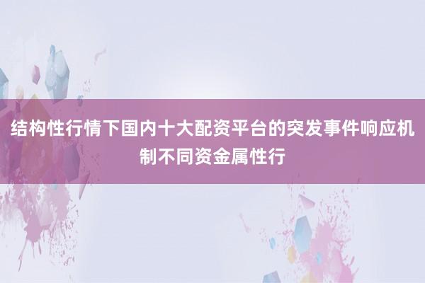 结构性行情下国内十大配资平台的突发事件响应机制不同资金属性行