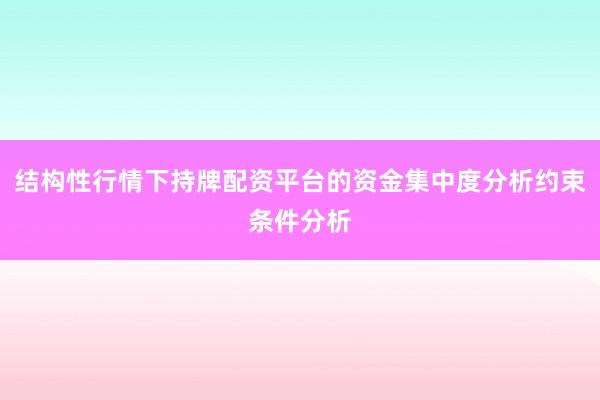 结构性行情下持牌配资平台的资金集中度分析约束条件分析