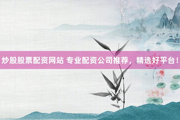 炒股股票配资网站 专业配资公司推荐，精选好平台！