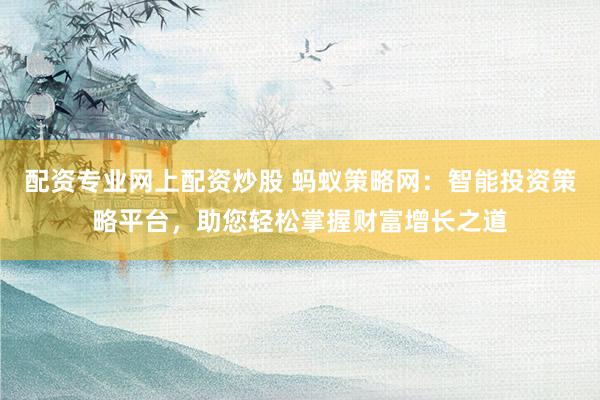 配资专业网上配资炒股 蚂蚁策略网：智能投资策略平台，助您轻松掌握财富增长之道